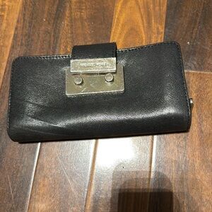 Michael Kors black wallet with silver hardware